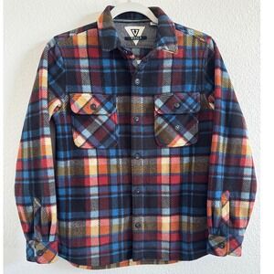 Vissla Unisex Large Multi Color Plaid Polar Fleece Button Down Shirt Jacket